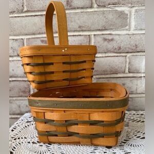 Set of 2 Longaberger baskets 1997 heartland mini chore and medium berry basket